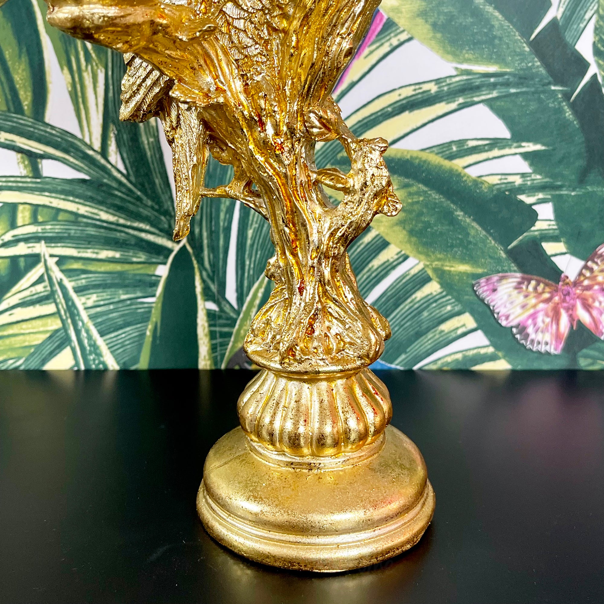 Gold Parrot Candlestick Holder
