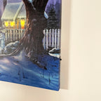 LED-Leinwand-Wandkunst mit Schneemann und verschneitem Haus