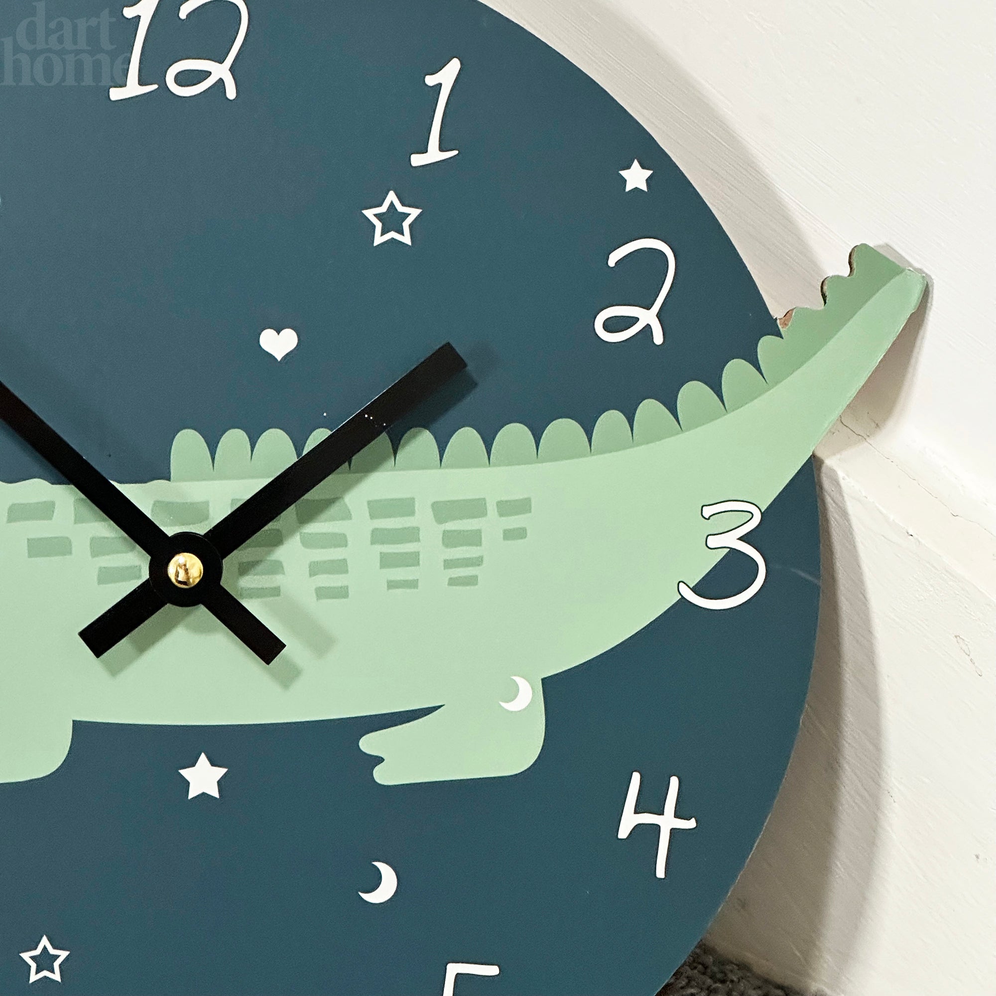 Runde Krokodil-Wanduhr für Kinder