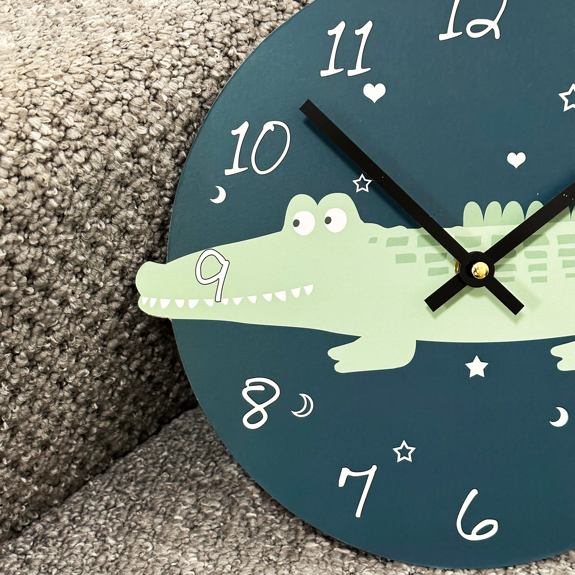Runde Krokodil-Wanduhr für Kinder