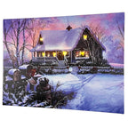 Christmas Snowy Winter Cabin LED Canvas Wall Art