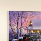 Christmas Snowy Winter Cabin LED Canvas Wall Art