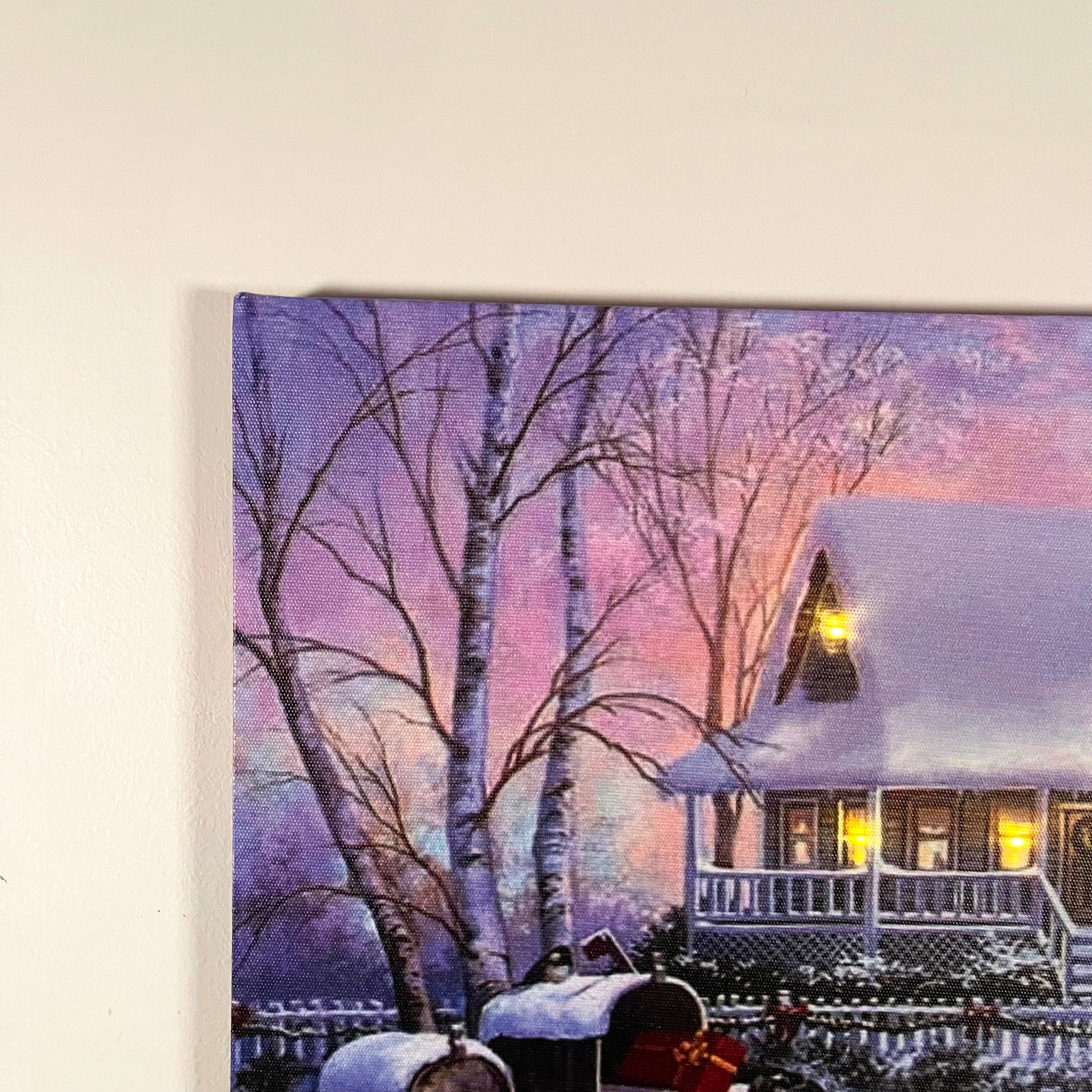 Christmas Snowy Winter Cabin LED Canvas Wall Art