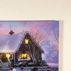 Christmas Snowy Winter Cabin LED Canvas Wall Art