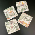 Set mit 4 Vintage-Dschungel-Untersetzern