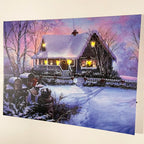 Christmas Snowy Winter Cabin LED Canvas Wall Art