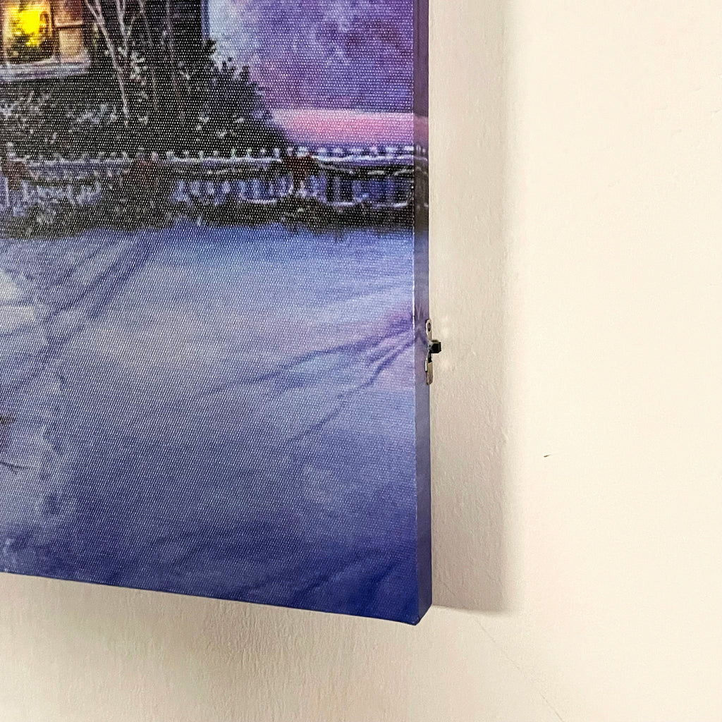 Christmas Snowy Winter Cabin LED Canvas Wall Art