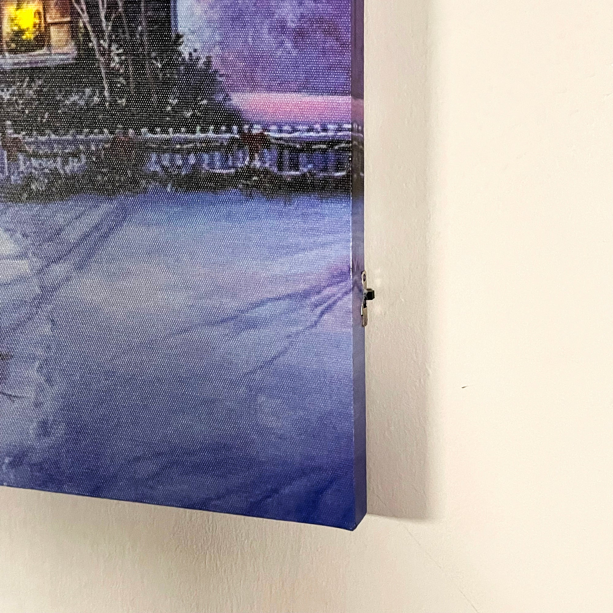 Christmas Snowy Winter Cabin LED Canvas Wall Art