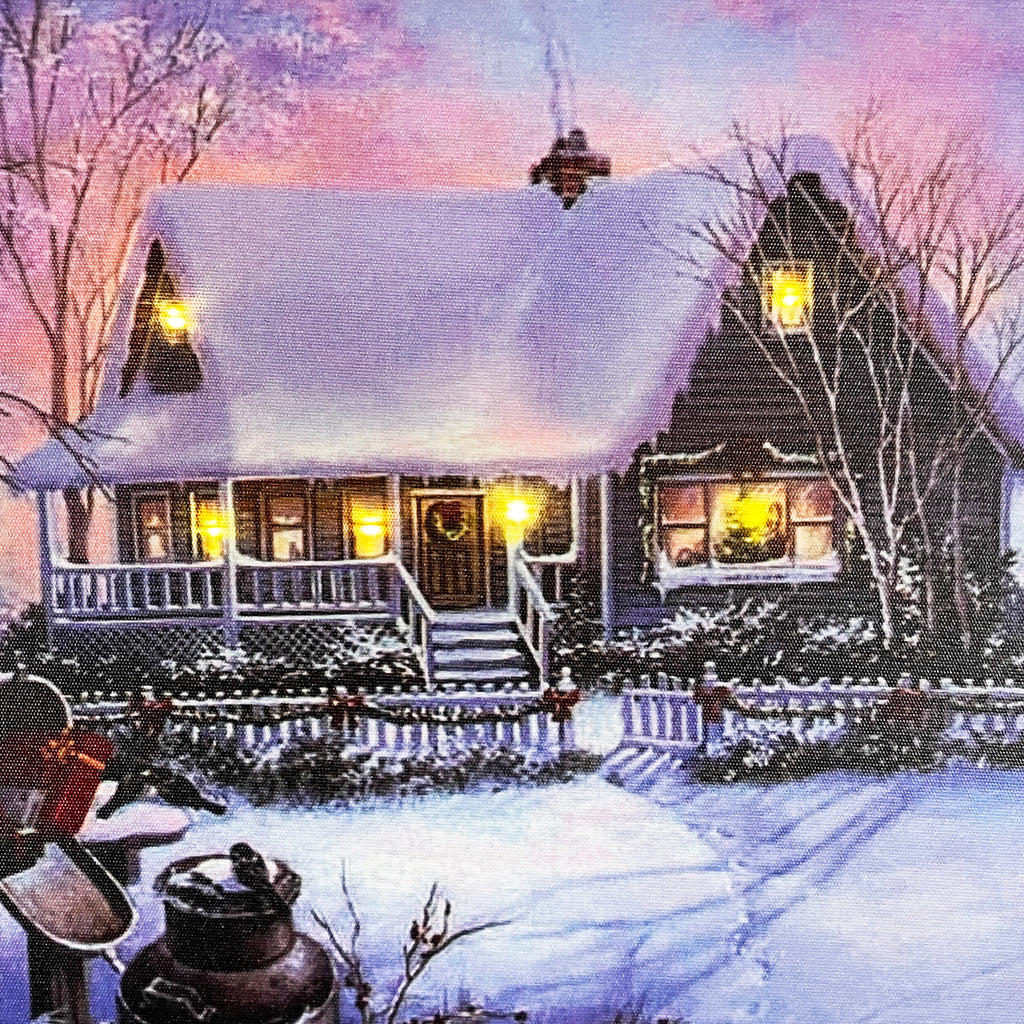 Christmas Snowy Winter Cabin LED Canvas Wall Art