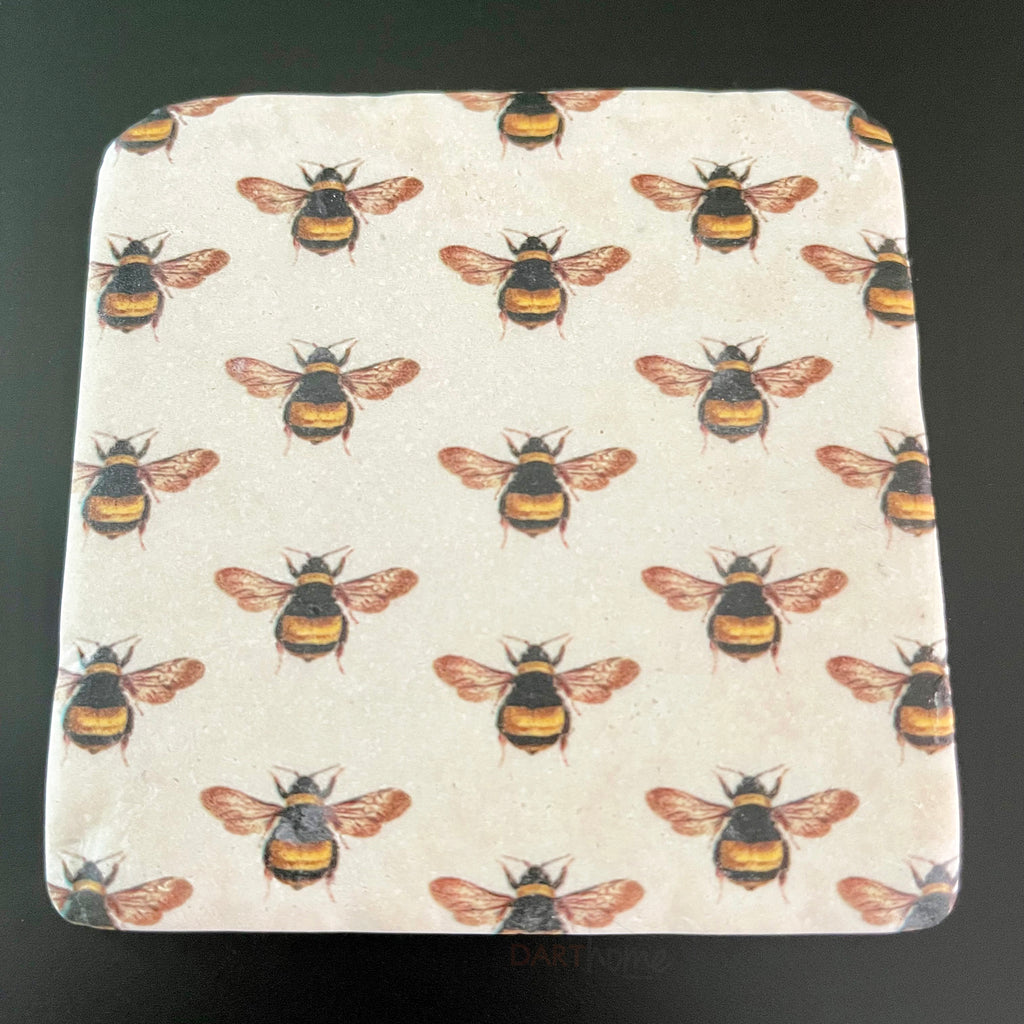 Set mit 4 Bienenuntersetzern aus Kunstharz