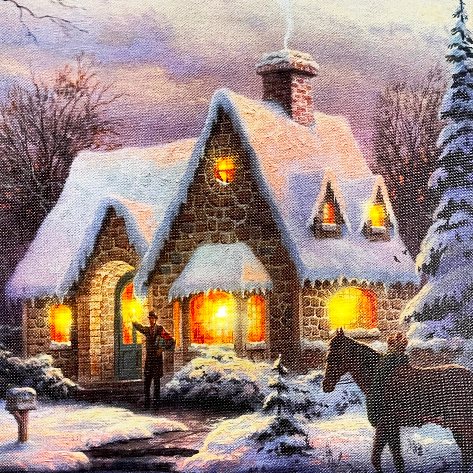 LED Snowy Christmas House Wall Art