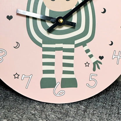 Round Zebra Childrens Wall Clock
