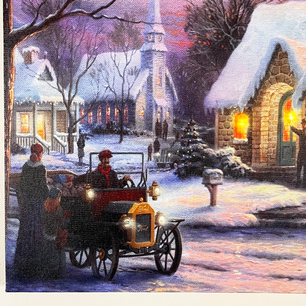 LED Snowy Christmas House Wall Art