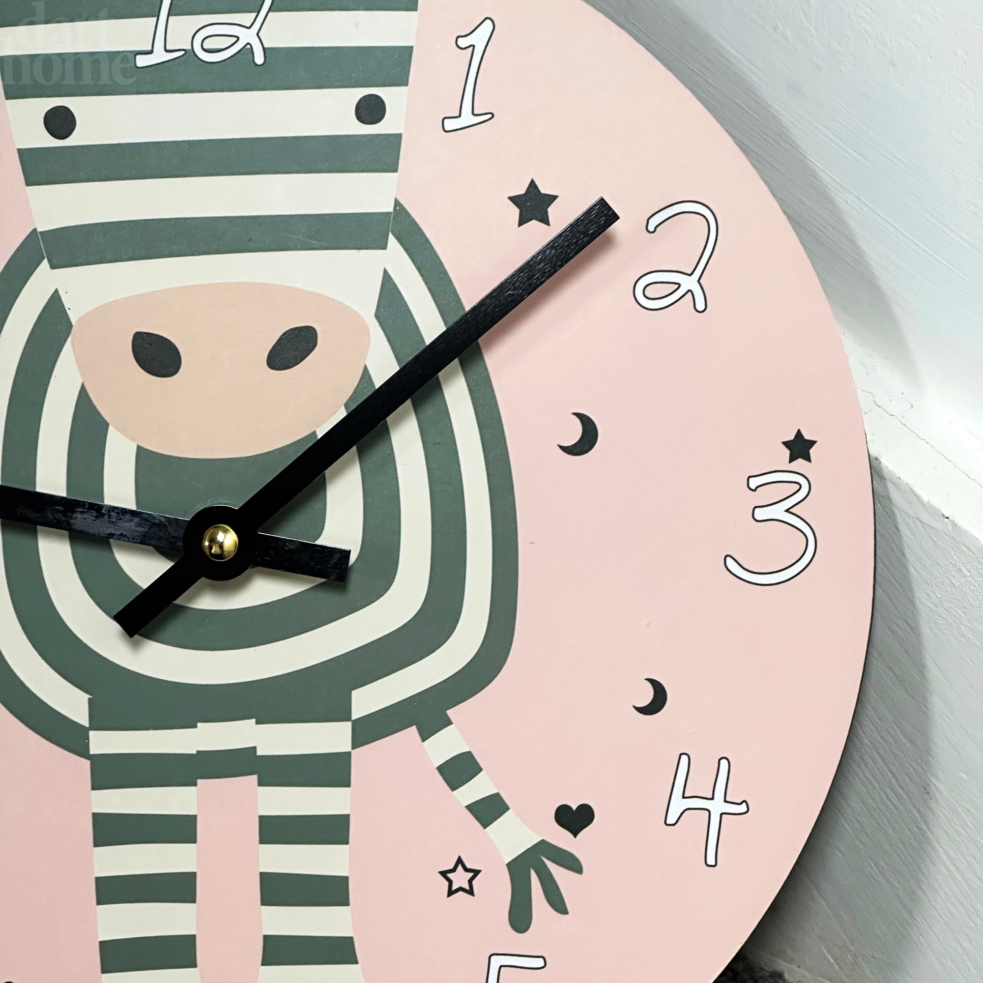 Round Zebra Childrens Wall Clock