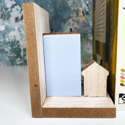 Wooden House Bookends Set