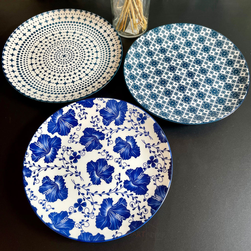 3 Piece Mediterranean Style Dessert Plate Set