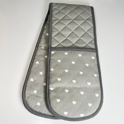 Grey Heart Double Oven Glove