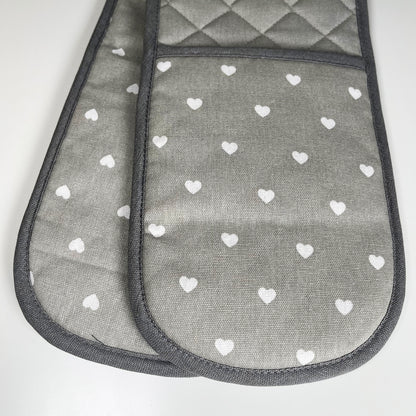 Grey Heart Double Oven Glove