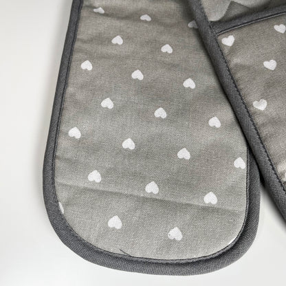 Grey Heart Double Oven Glove