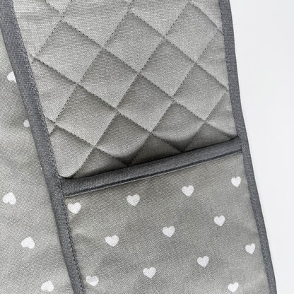 Grey Heart Double Oven Glove