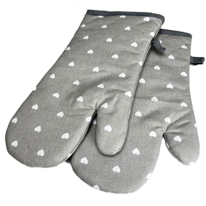Grey Heart Single Oven Gloves Pack Of 2
