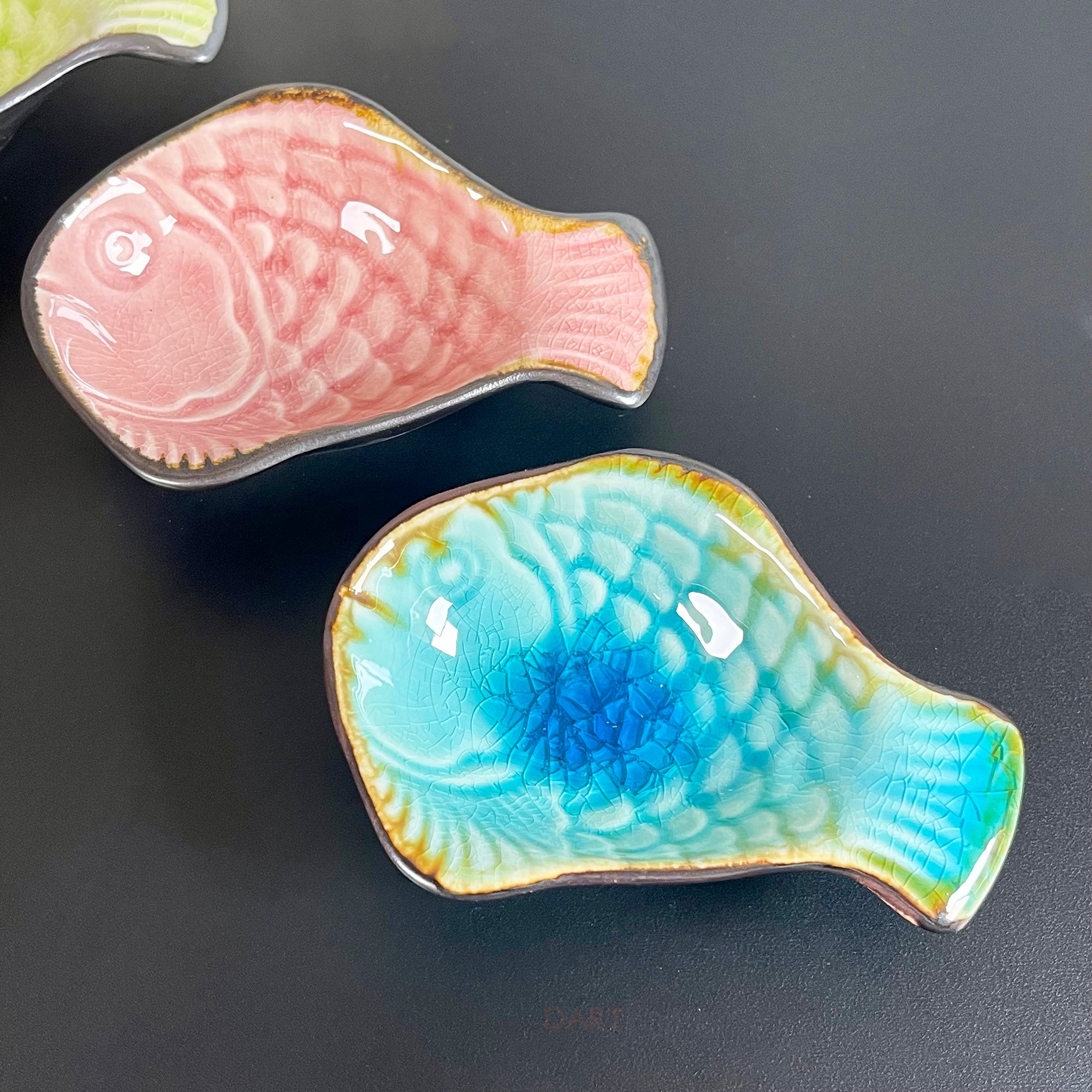 Set Of 3 Stone Coloured Fish Snack Dishes