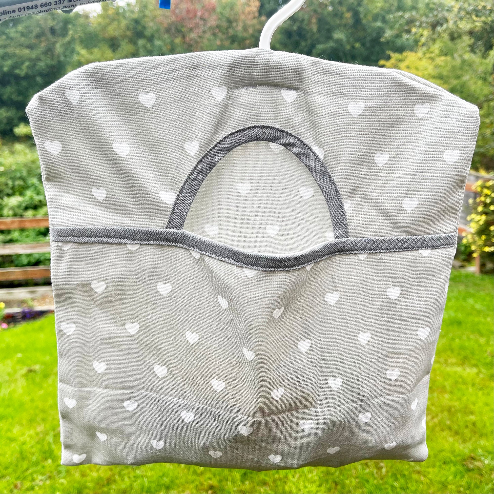 100% Cotton Hanging Love Heart Peg Bag