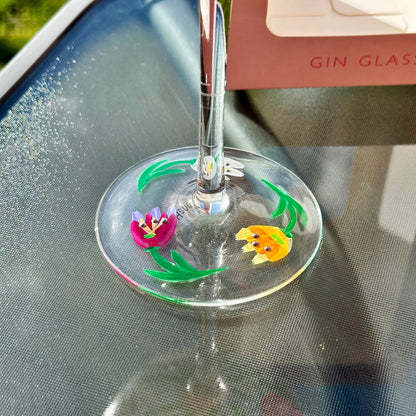 Hand Painted Honeysuckle Balloon Gin Glass