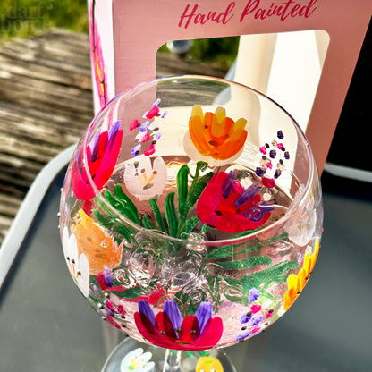 Hand Painted Honeysuckle Balloon Gin Glass