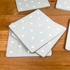 Set Of 6 Grey Love Heart Coasters With Storage Box