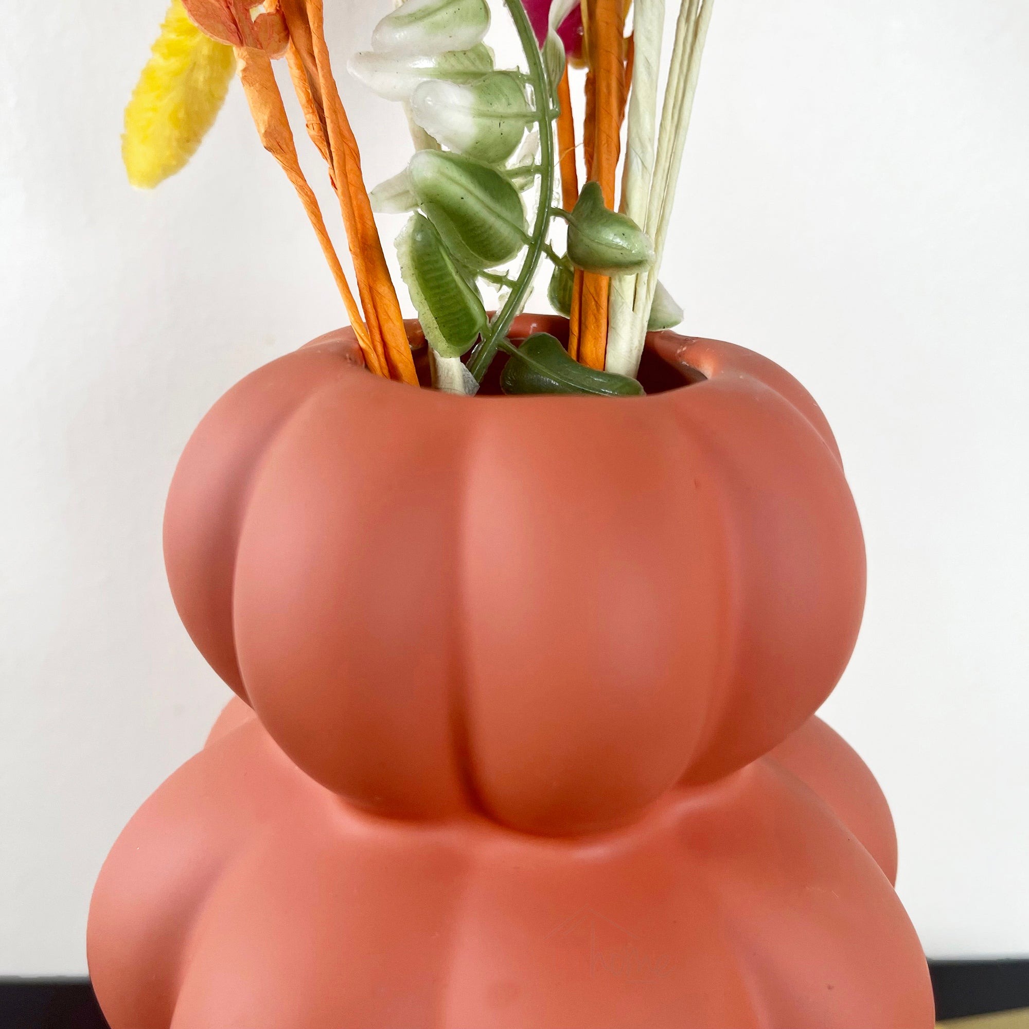 Ceramic Brown Stacked Bubble Abstract Vase
