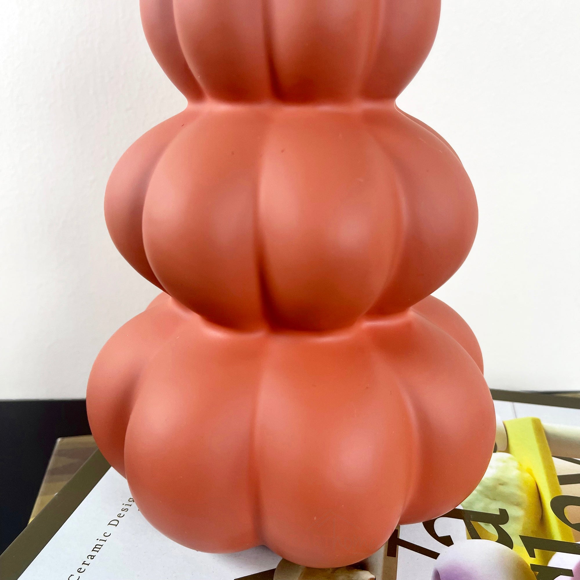 Ceramic Brown Stacked Bubble Abstract Vase