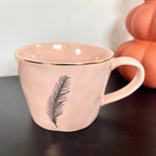 3pc Gold Feather Artisan Mug Set