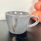 3pc Gold Feather Artisan Mug Set