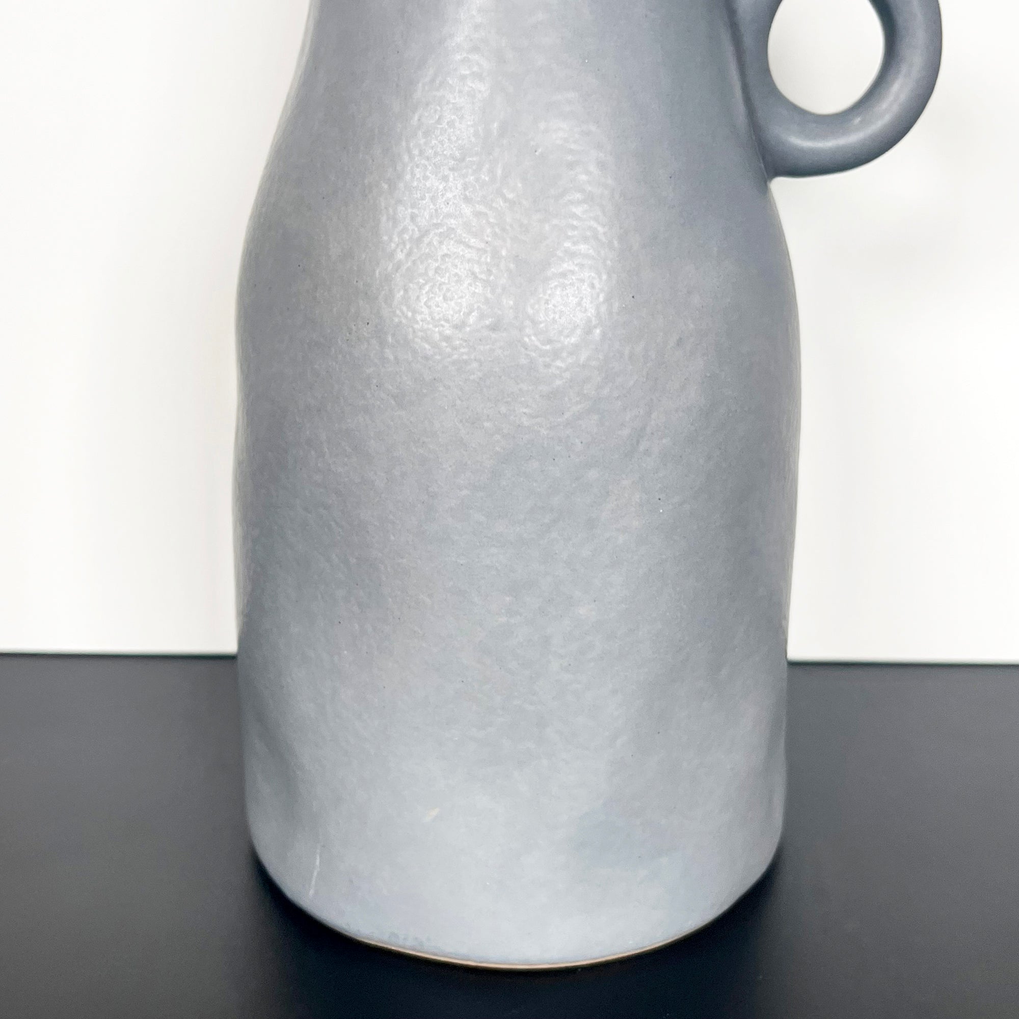 Grey Pottery Vase with Handle