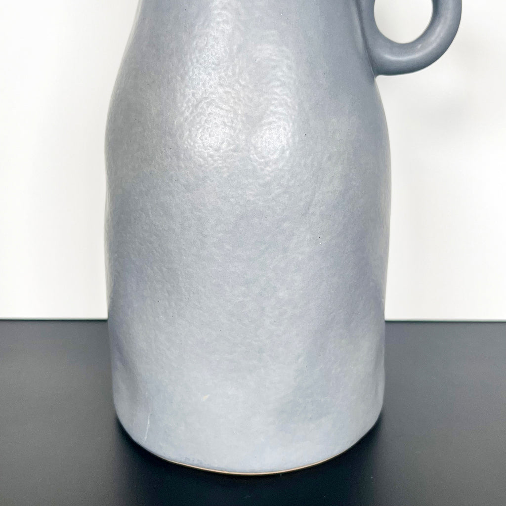 Grey Pottery Vase with Handle