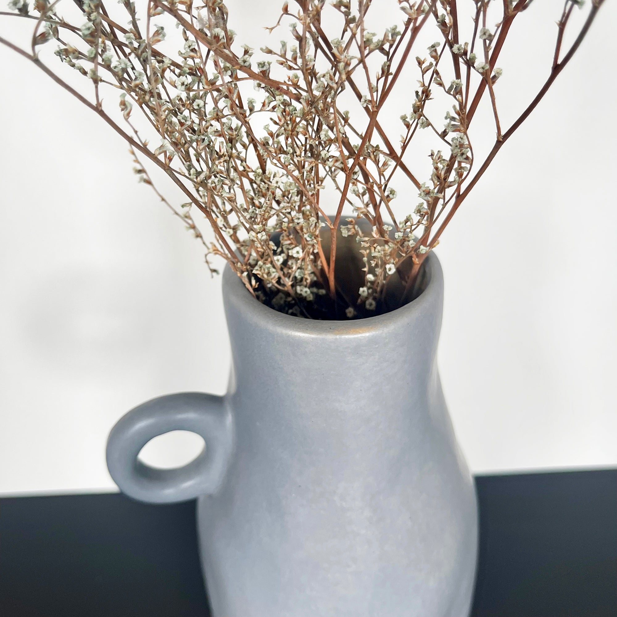 Grey Pottery Vase with Handle