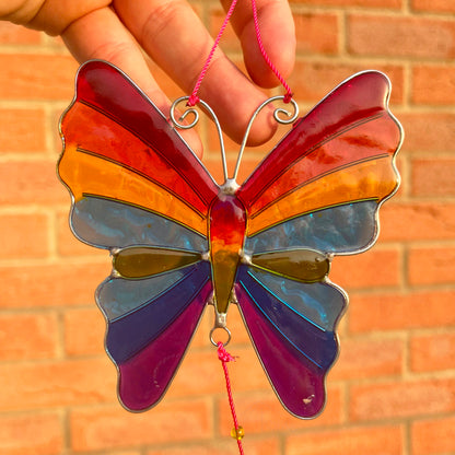 Regenbogen-Buntglas-Schmetterlings-Sonnenfänger 18 cm