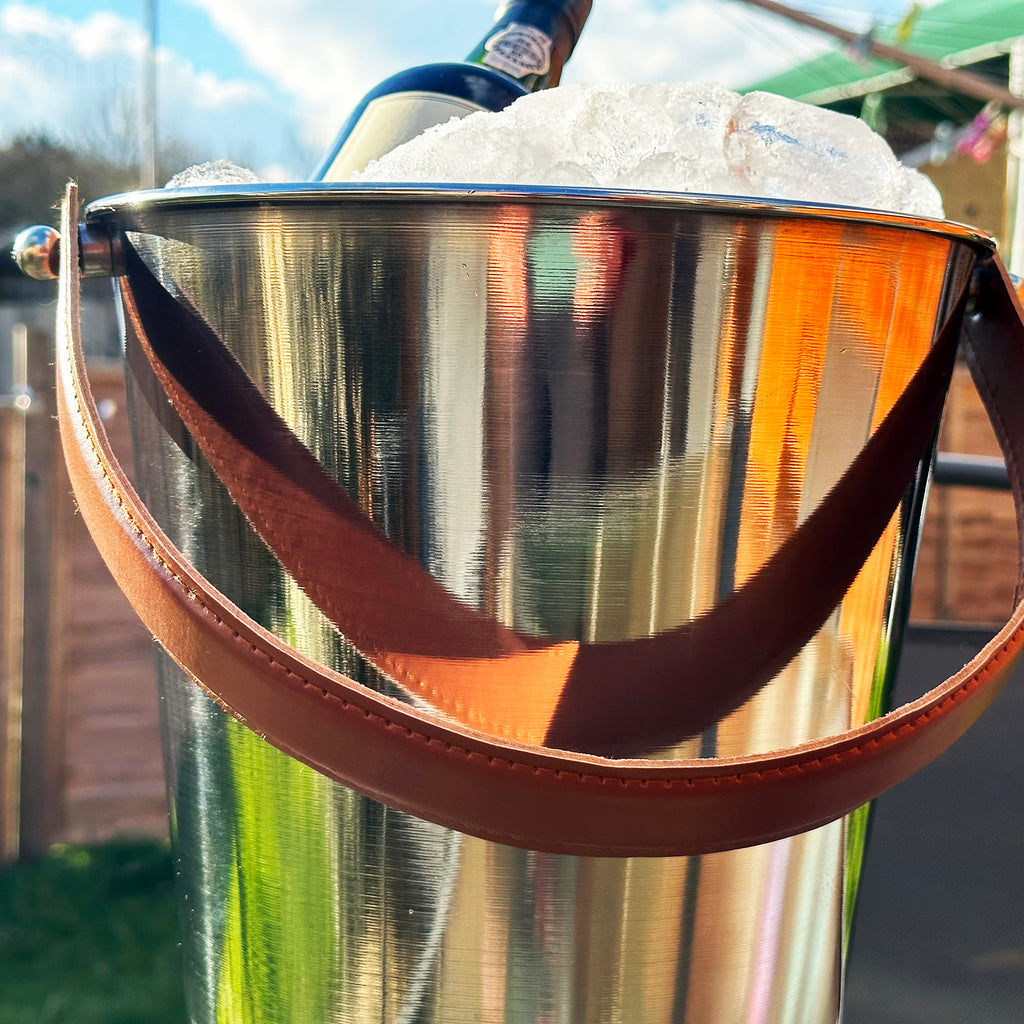 Champagnerkübel mit Griff aus Kunstleder