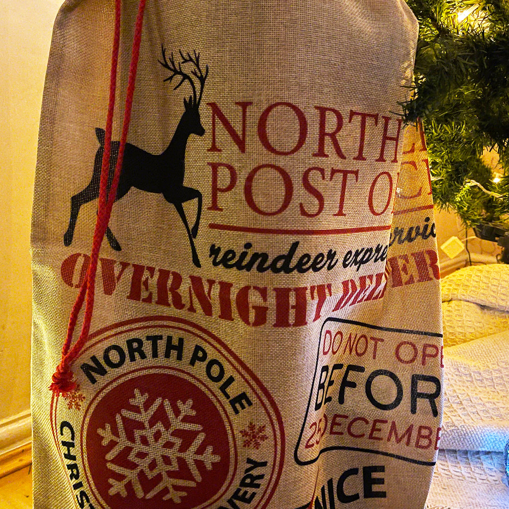 Brown North Pole Post Office Christmas Sack