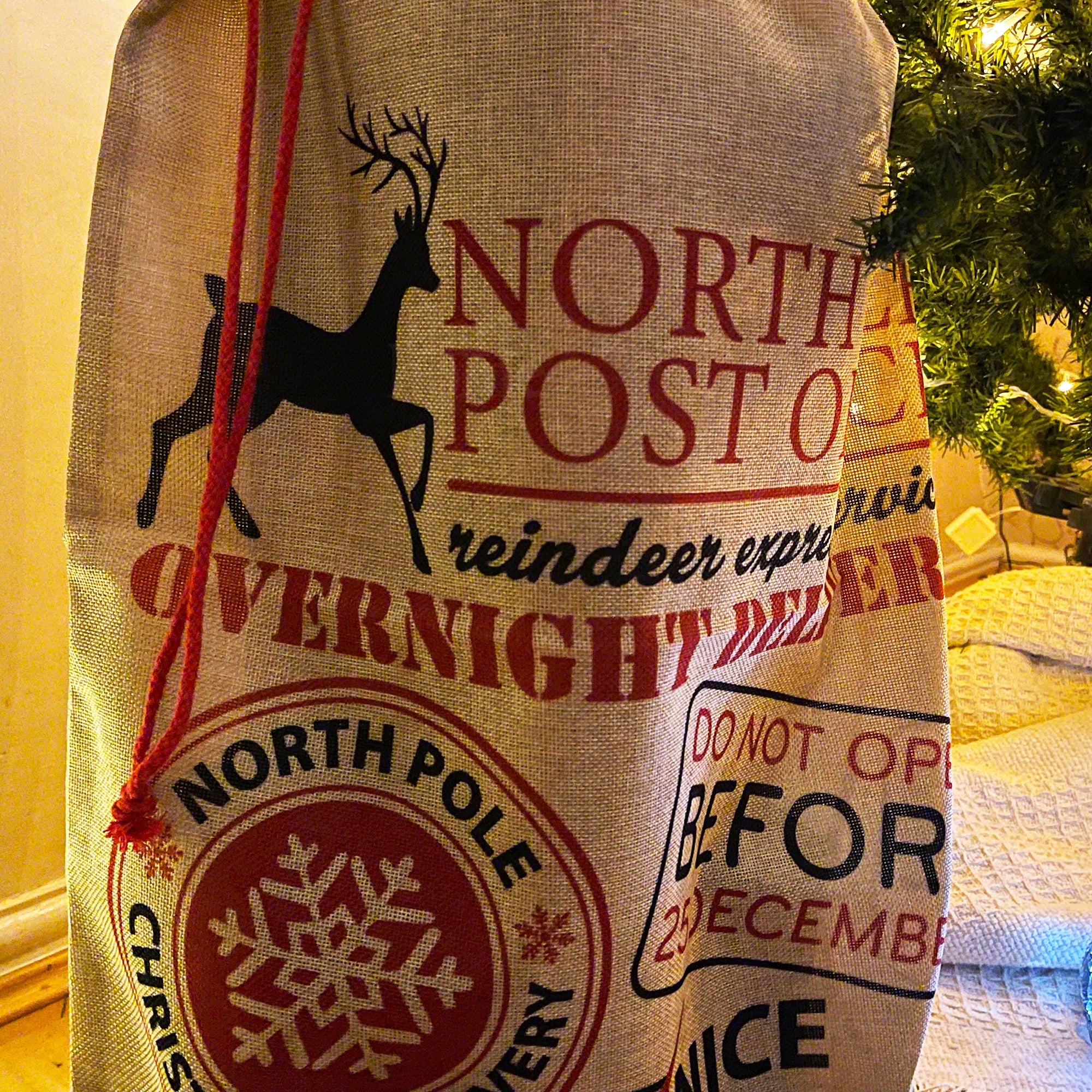 Brown North Pole Post Office Christmas Sack