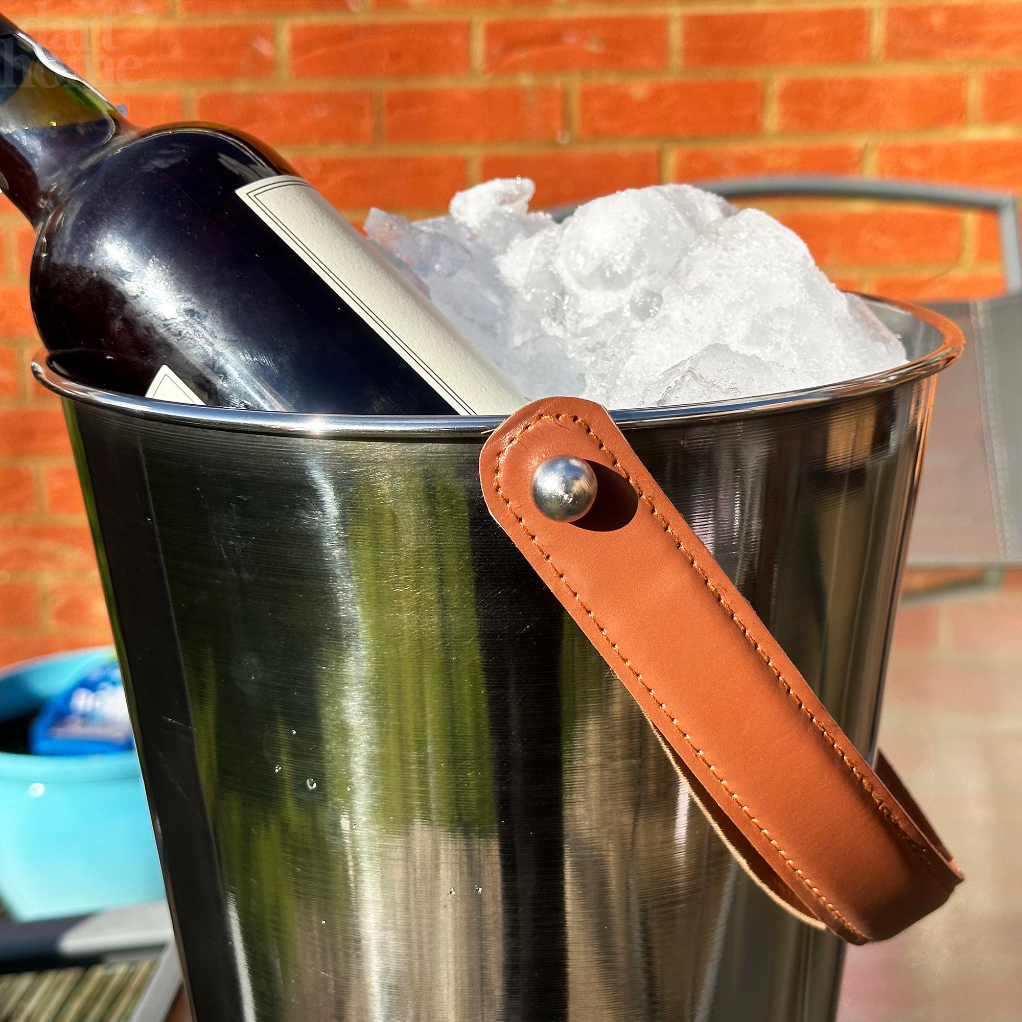 Champagnerkübel mit Griff aus Kunstleder