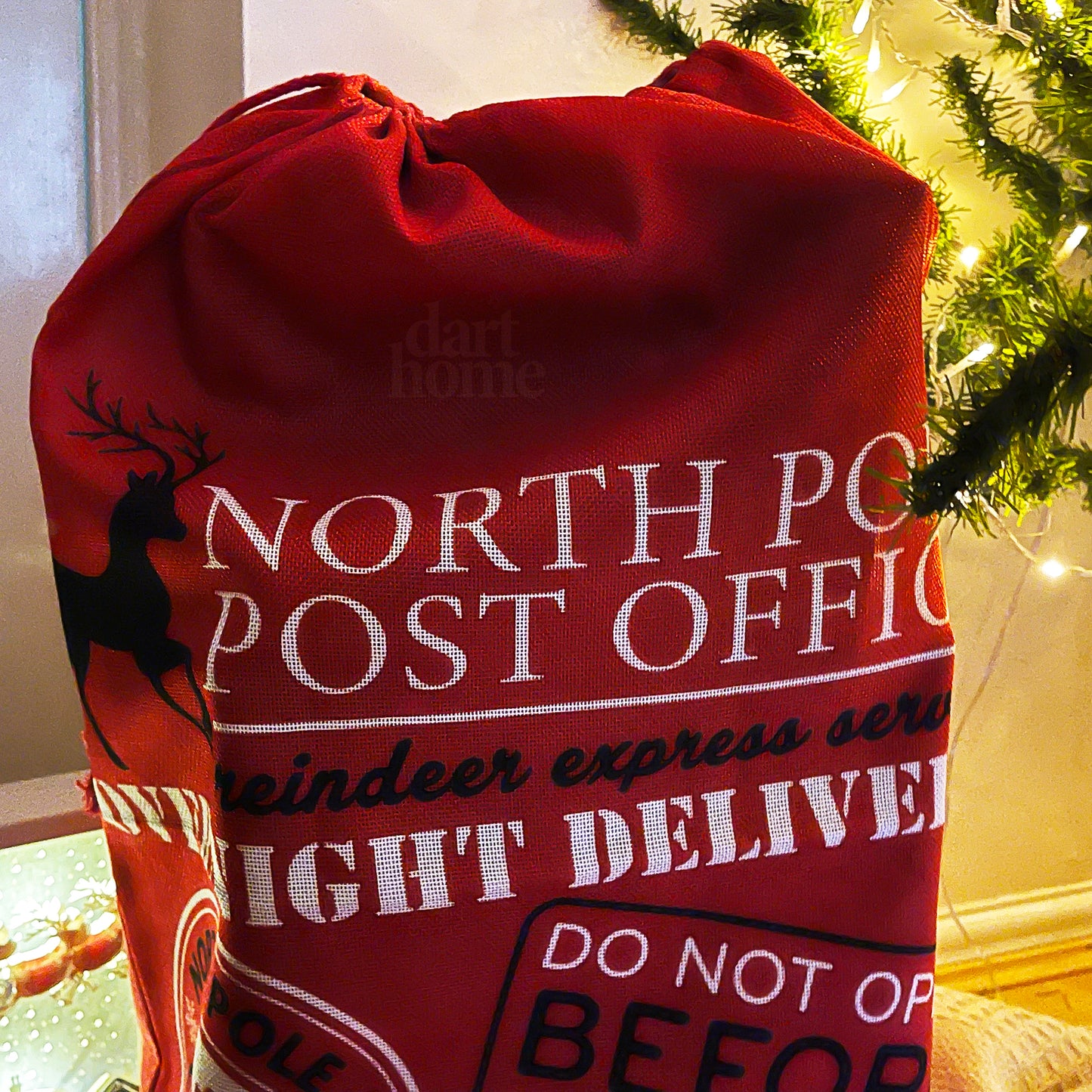Red North Pole Post Office Christmas Sack