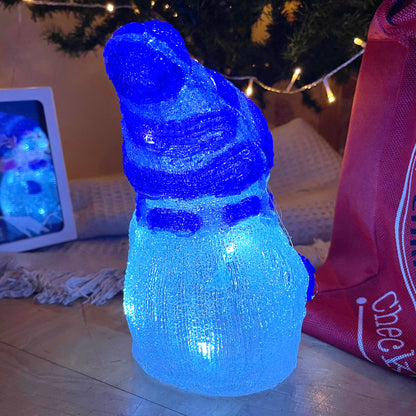 LED White & Blue Snowman Figurine