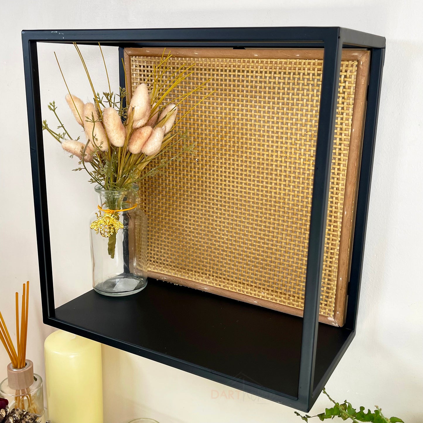 Square Rattan Wall Shelf