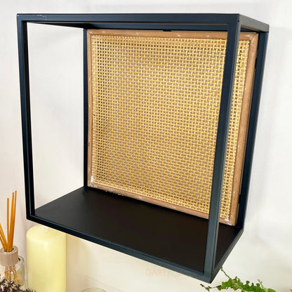 Square Rattan Wall Shelf