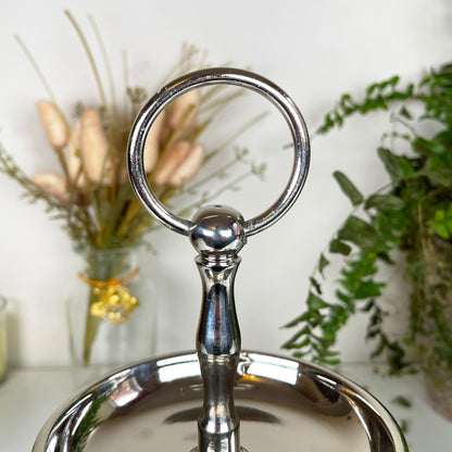 Chrome Silver Metal Two Tier Metal Cake Stand