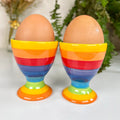 Regenbogen-Eierbecher aus Keramik, 2er-Set