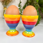 Regenbogen-Eierbecher aus Keramik, 2er-Set
