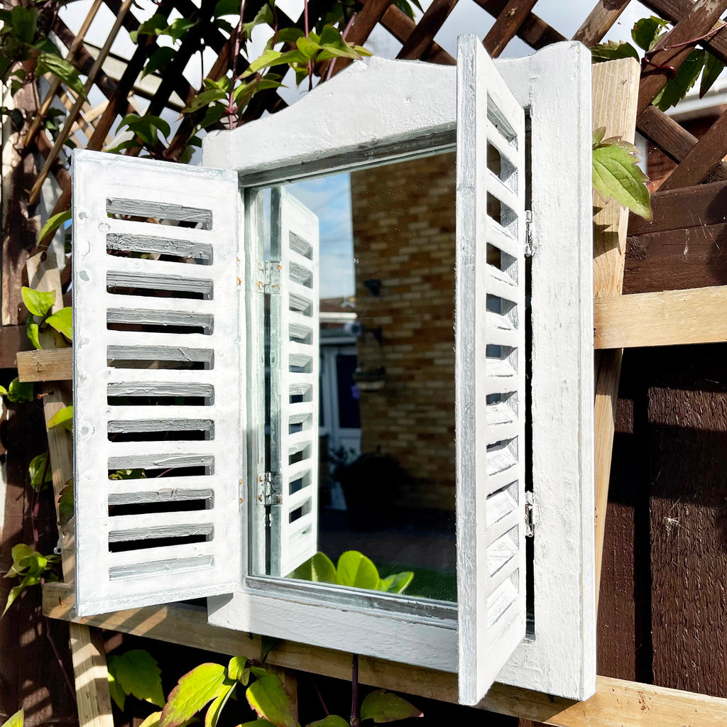 French Country Shutter Window Wall Mirror